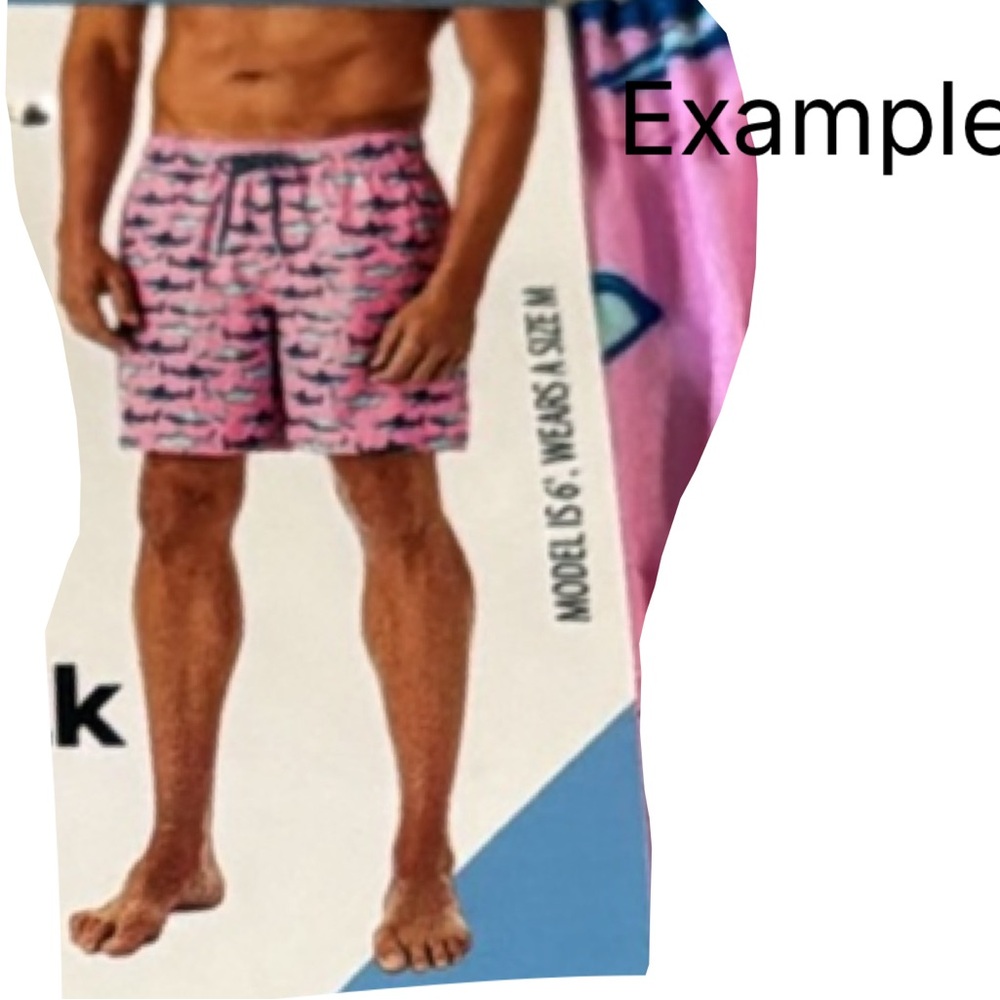 Men's resort swim trunk four-way stretch quick dry shark print zip pocket size L